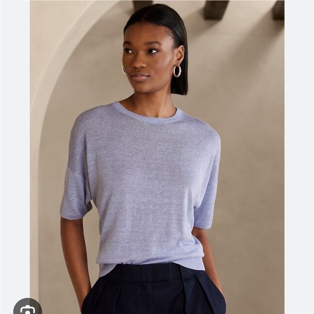 Banana Republic Fern Linen Blend Short Sleeve Sweater